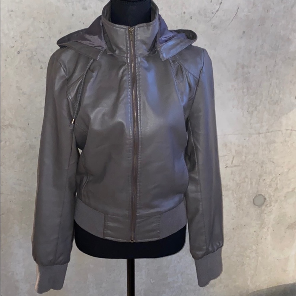 Vegan Leather Bomber Jacket Size Large